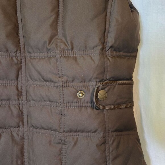 Eddie Bauer down vest womens Small brown Fully zipped quilted goose - Picture 5 of 7